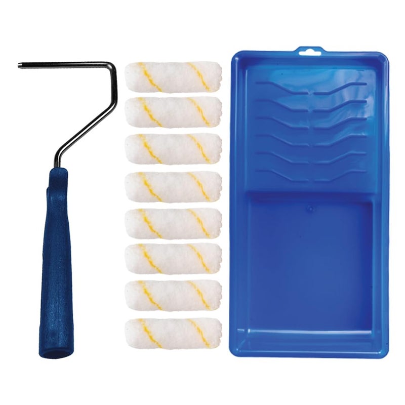 Pro-Grade Pro Grade - Paint Roller Tool Kit - 10 Piece Painting Set - Mini Plastic Paint Tray Set, Mini Roller Frame,Microfiber Roller Covers - Image 1
